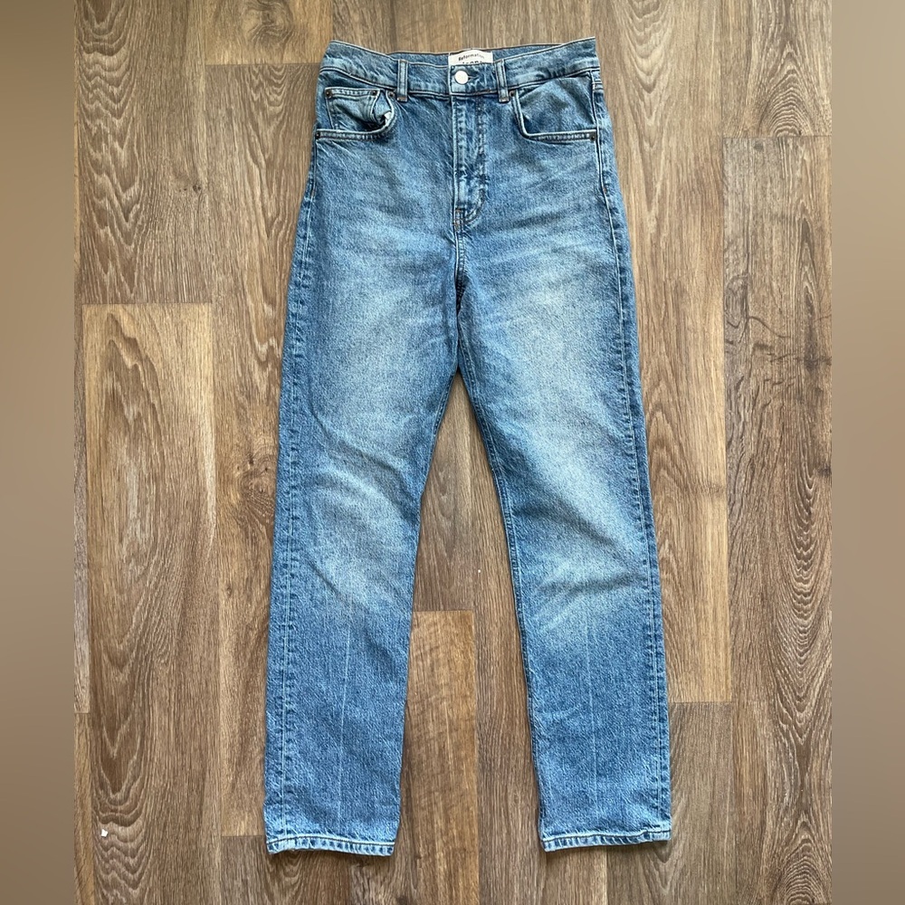 Reformation Liza Ultra High Rise Straight Jeans Medium Wash Denim Size 27